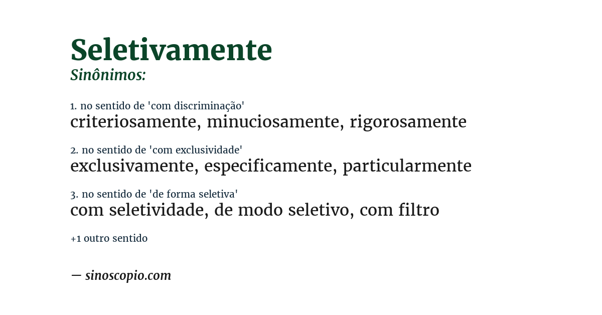 Sinônimo de seletivamente