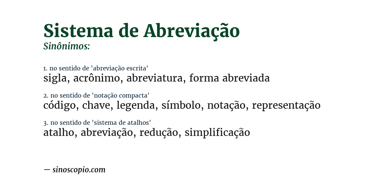 Sinônimo de sistema de abreviação
