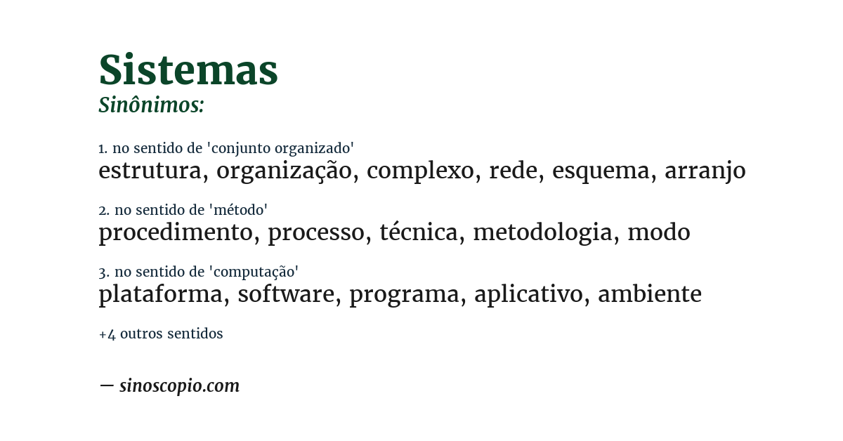 Sinônimo de sistemas