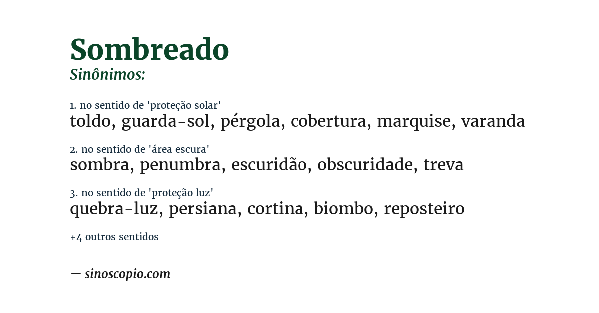 Sinônimo de sombreado