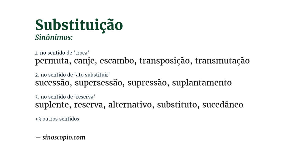 Sinônimo de substituição