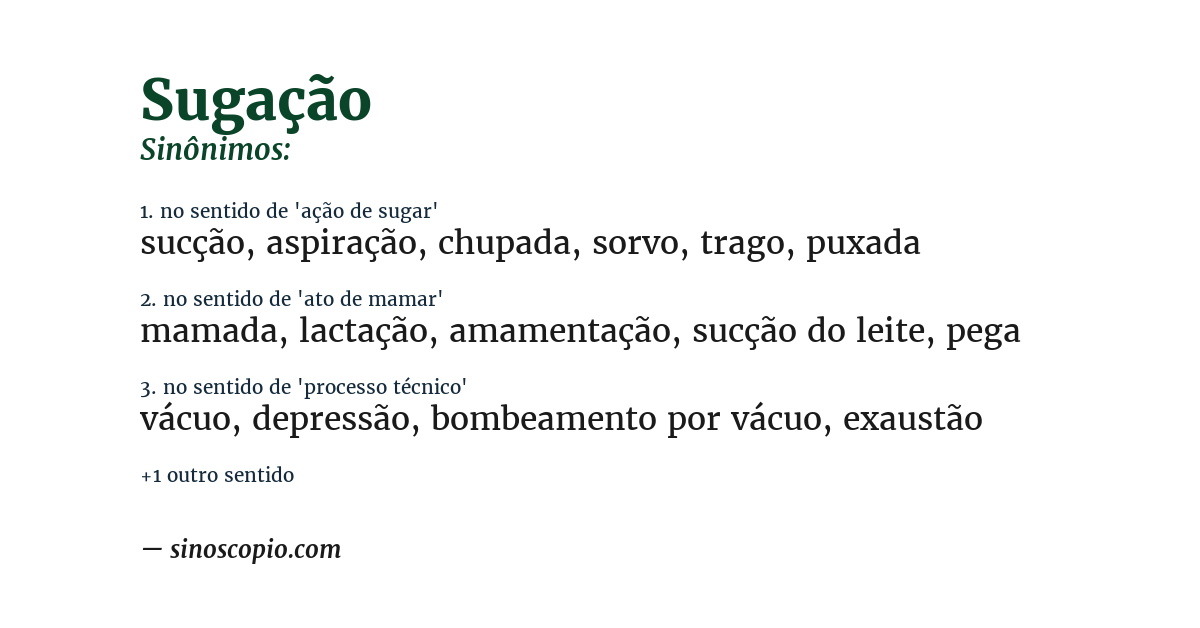 Sinônimo de sugação