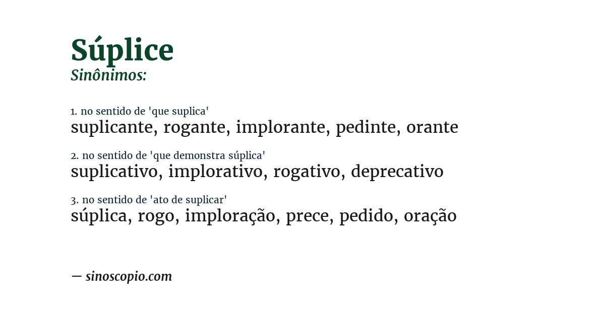 Sinônimo de súplice