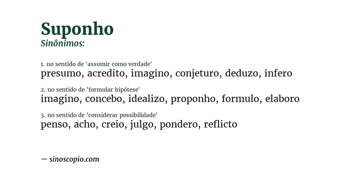 Sinônimo de suponho