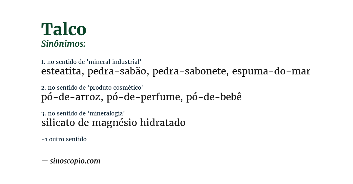 Sinônimo de talco