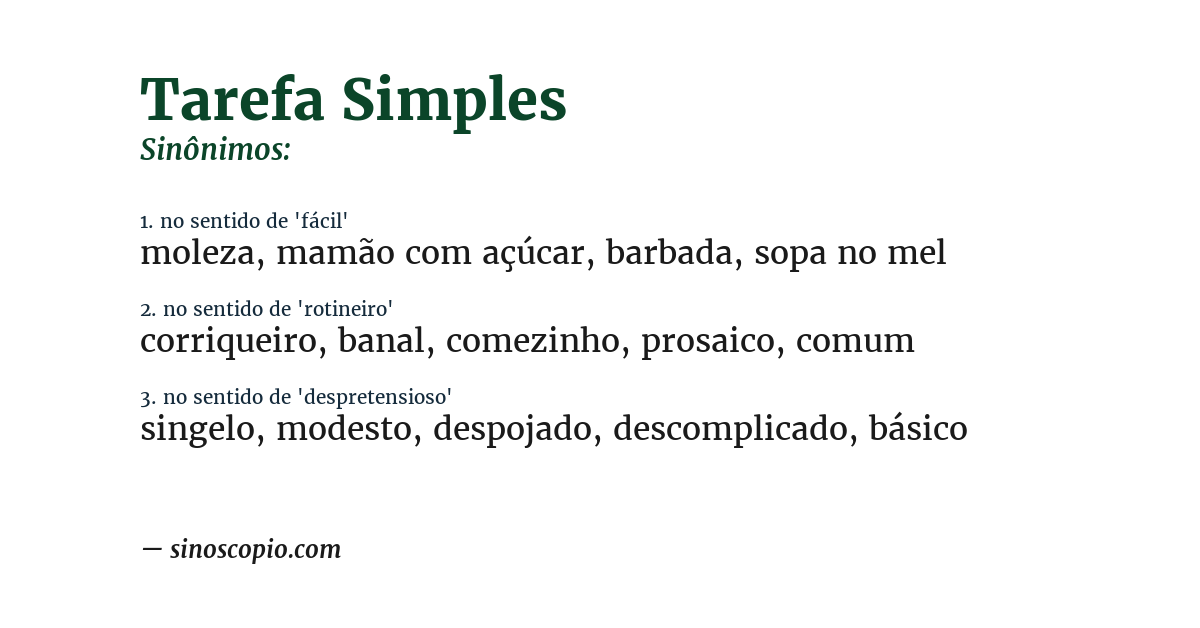 Sinônimo de tarefa simples