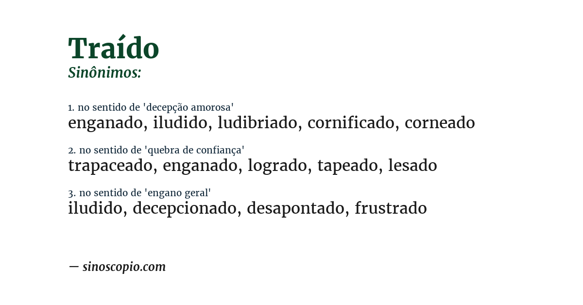 Sinônimo de traído