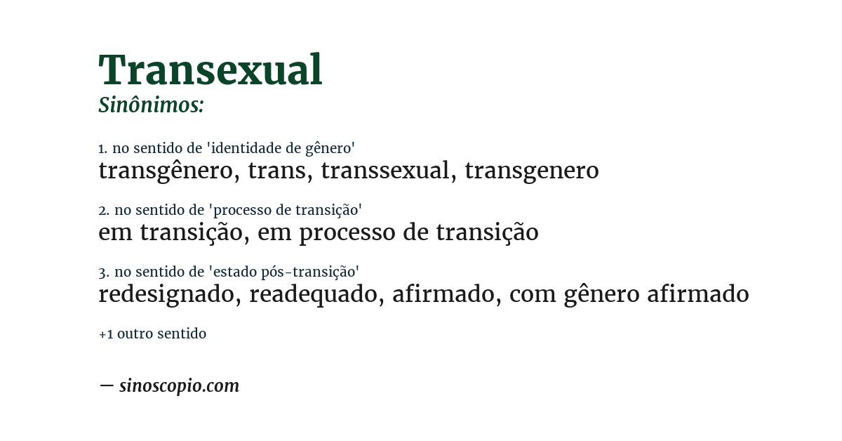 Sinônimo de transexual