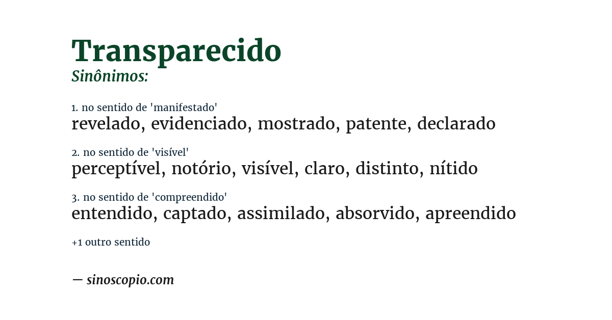 Sinônimo de transparecido