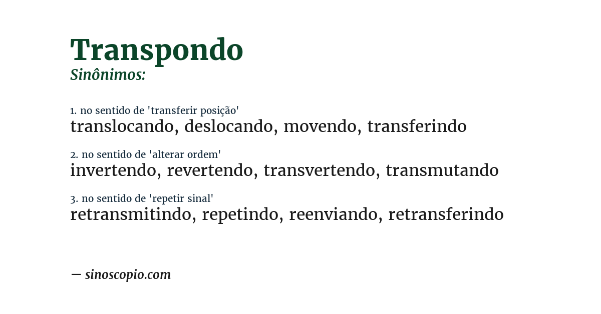 Sinônimo de transpondo