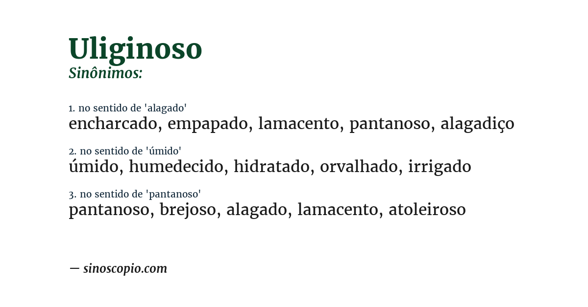 Sinônimo de uliginoso