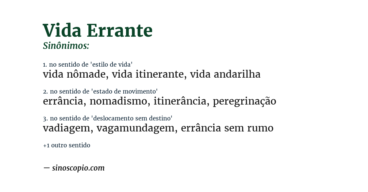 Sinônimo de vida errante