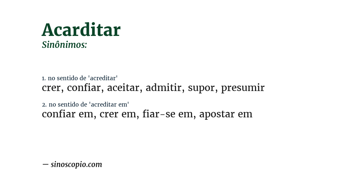 Sinônimo de acarditar