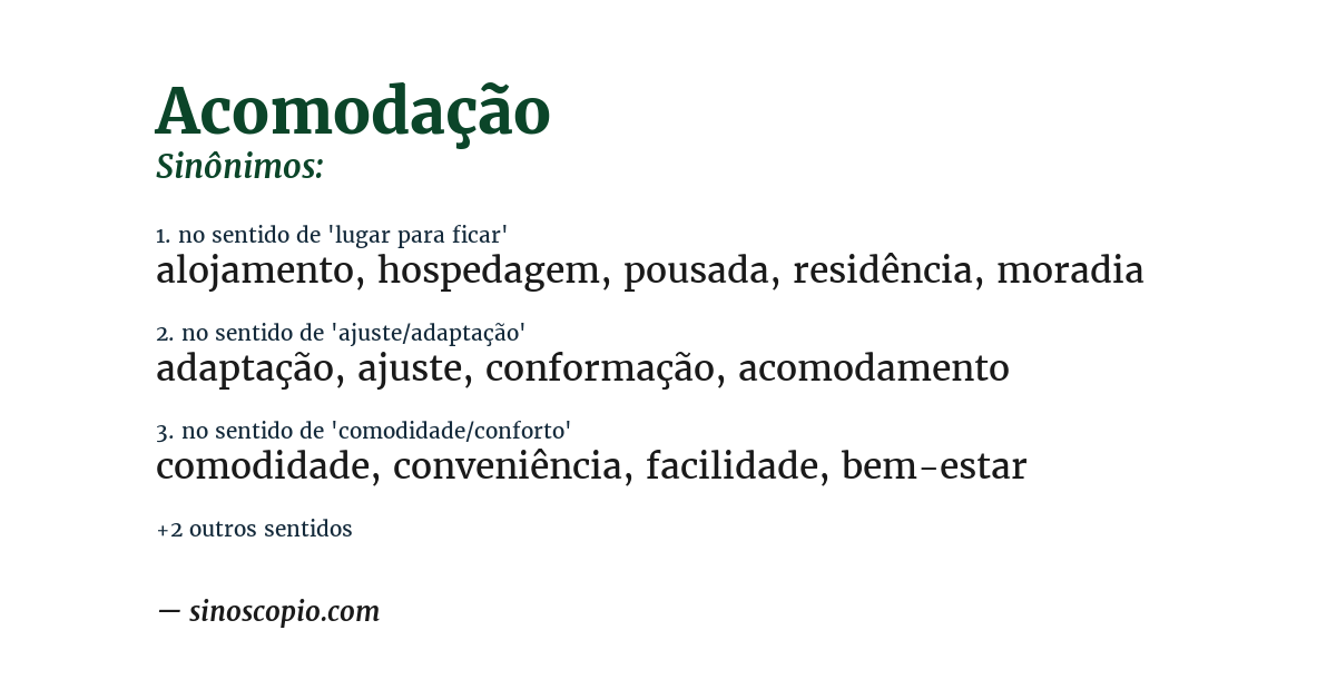 Sinônimo de acomodação