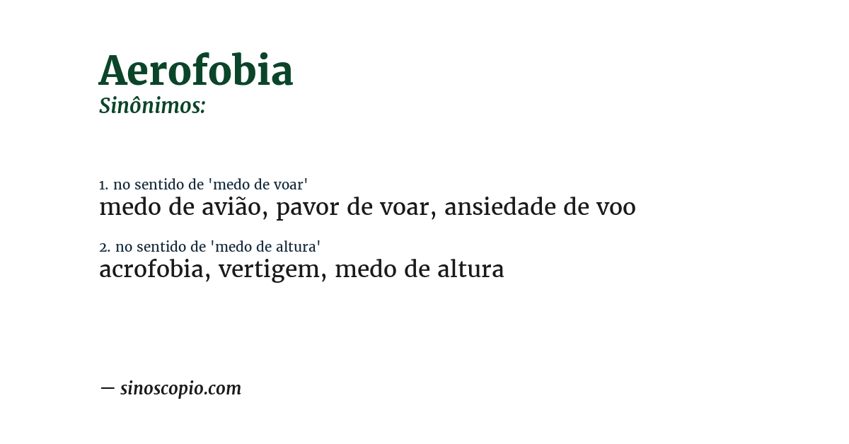 Sinônimo de aerofobia