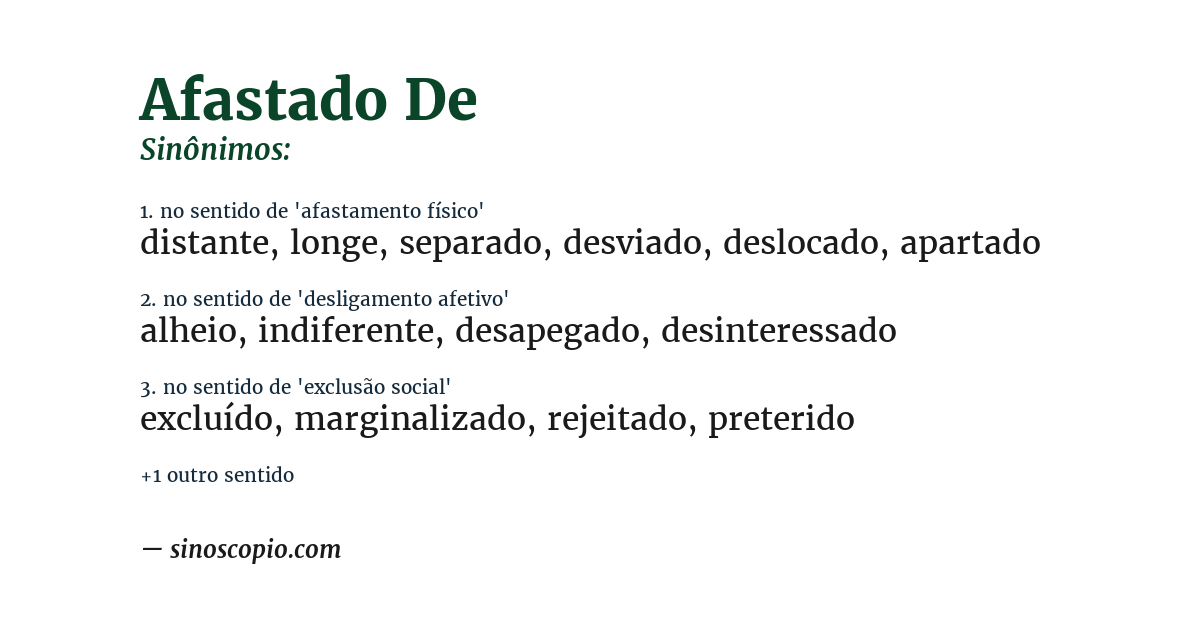 Sinônimo de afastado de