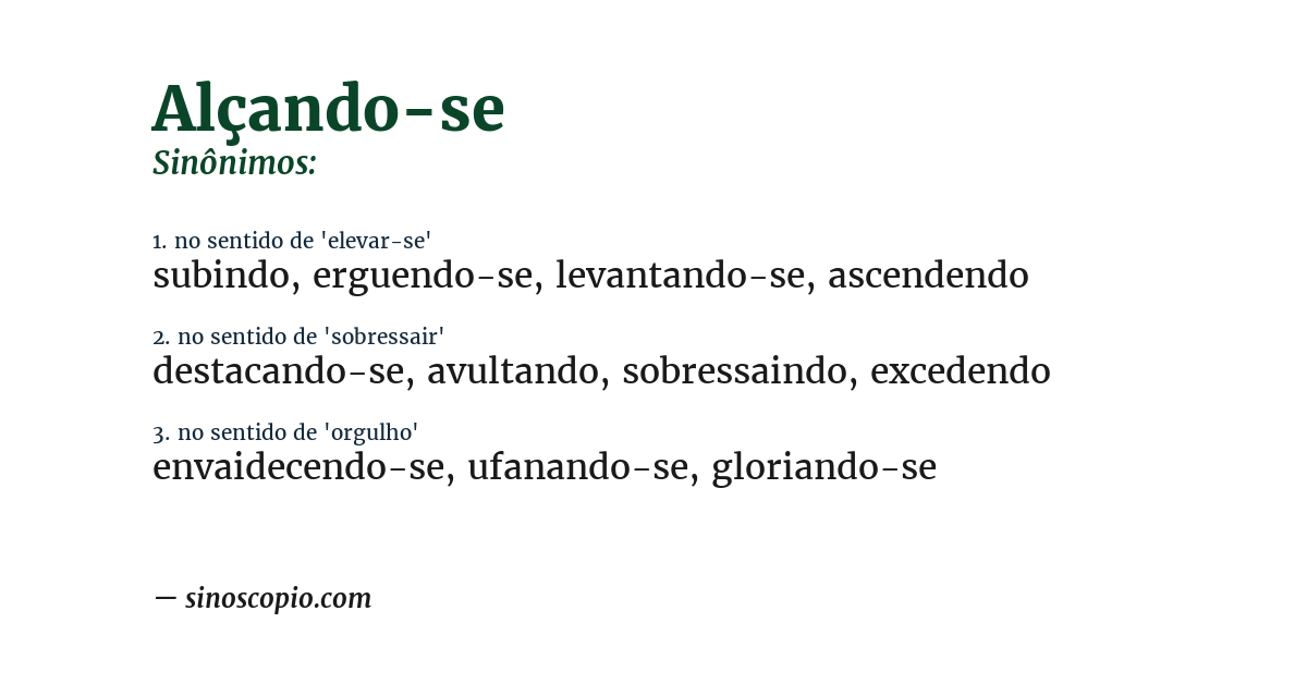 Sinônimo de alçando-se