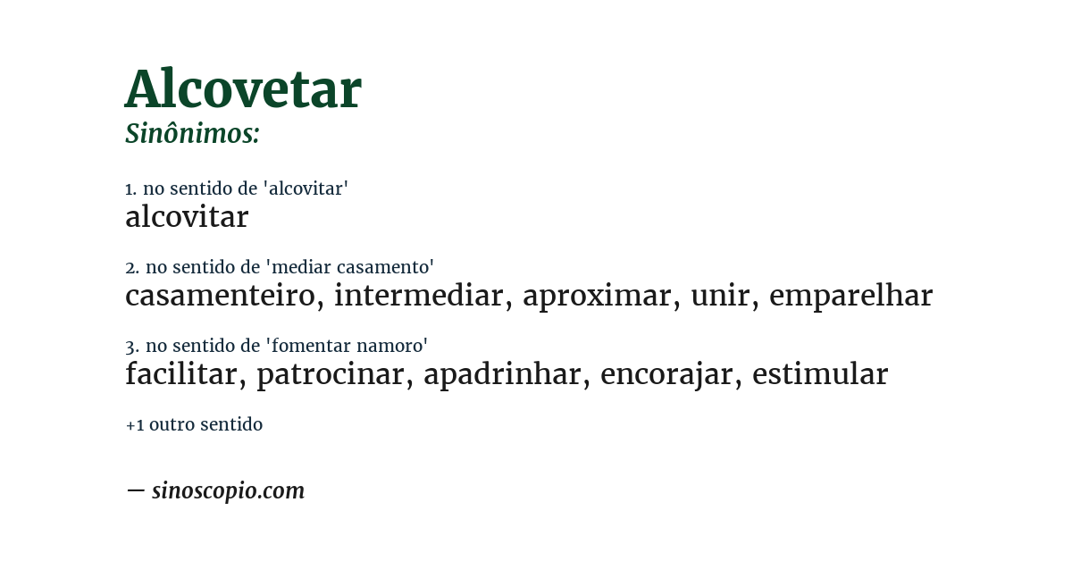 Sinônimo de alcovetar