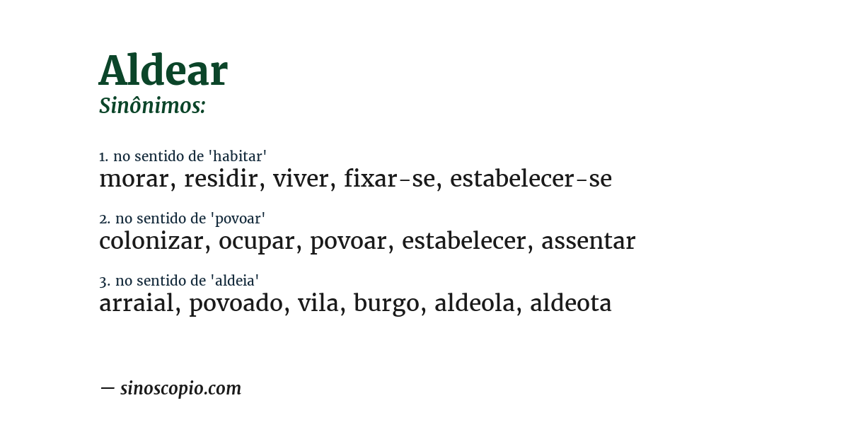 Sinônimo de aldear
