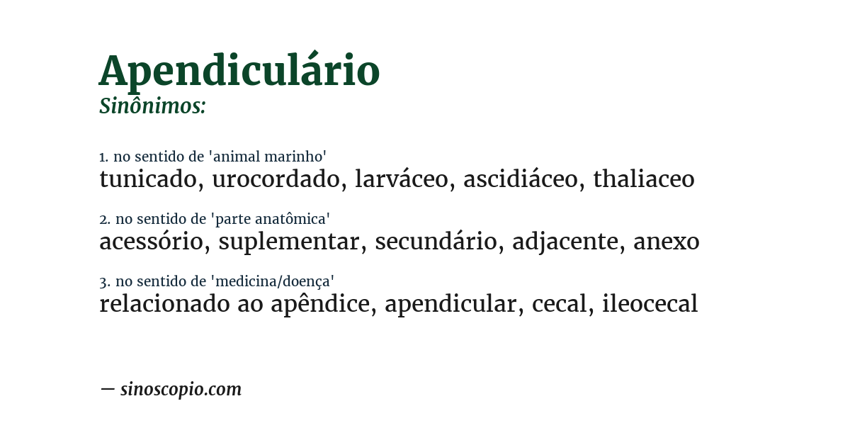 Sinônimo de apendiculário
