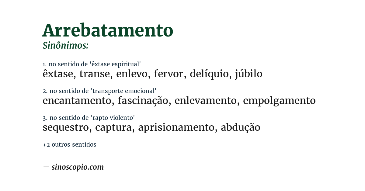 Sinônimo de arrebatamento