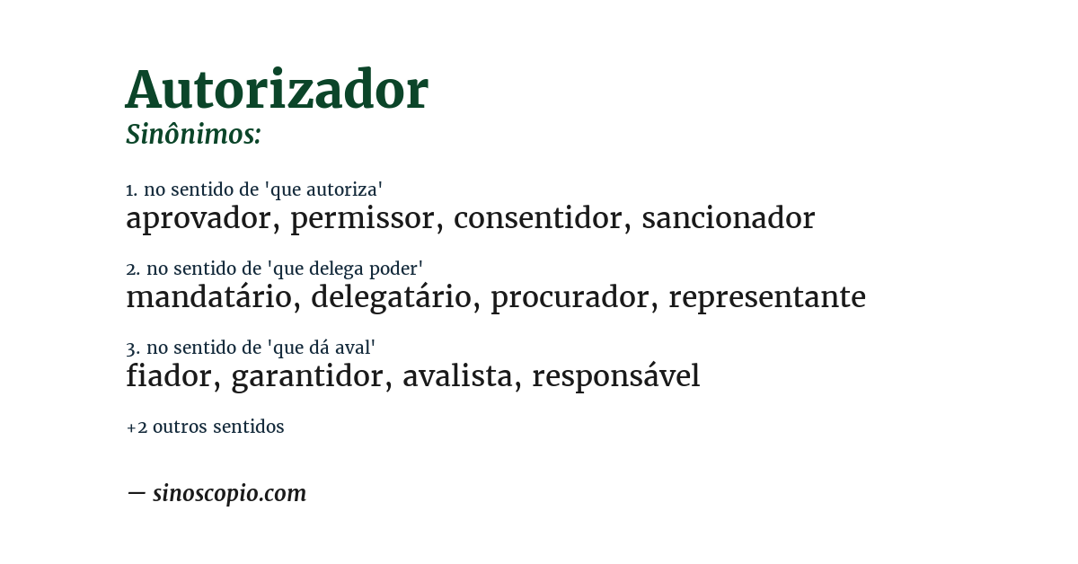 Sinônimo de autorizador