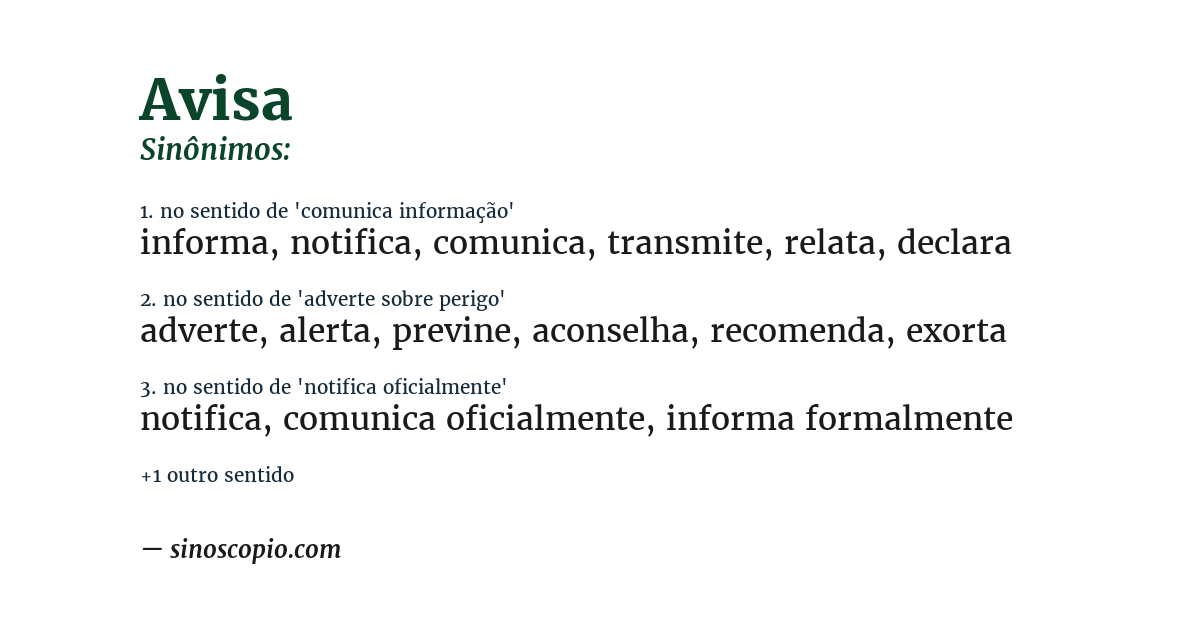 Sinônimo de avisa