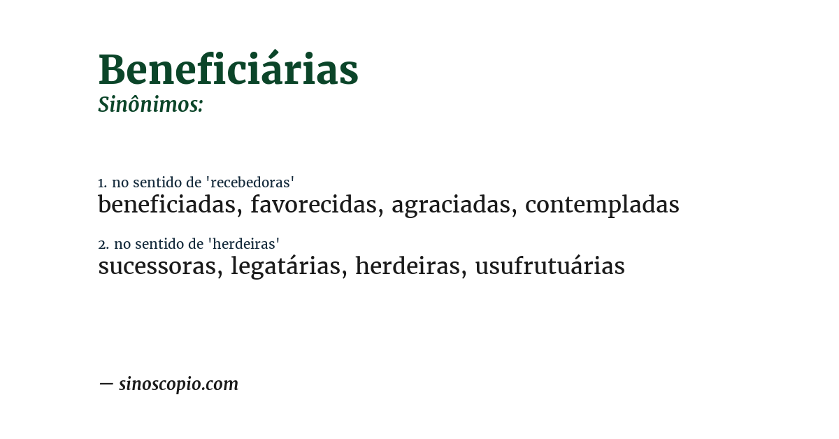 Sinônimo de beneficiárias