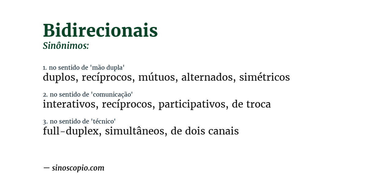 Sinônimo de bidirecionais