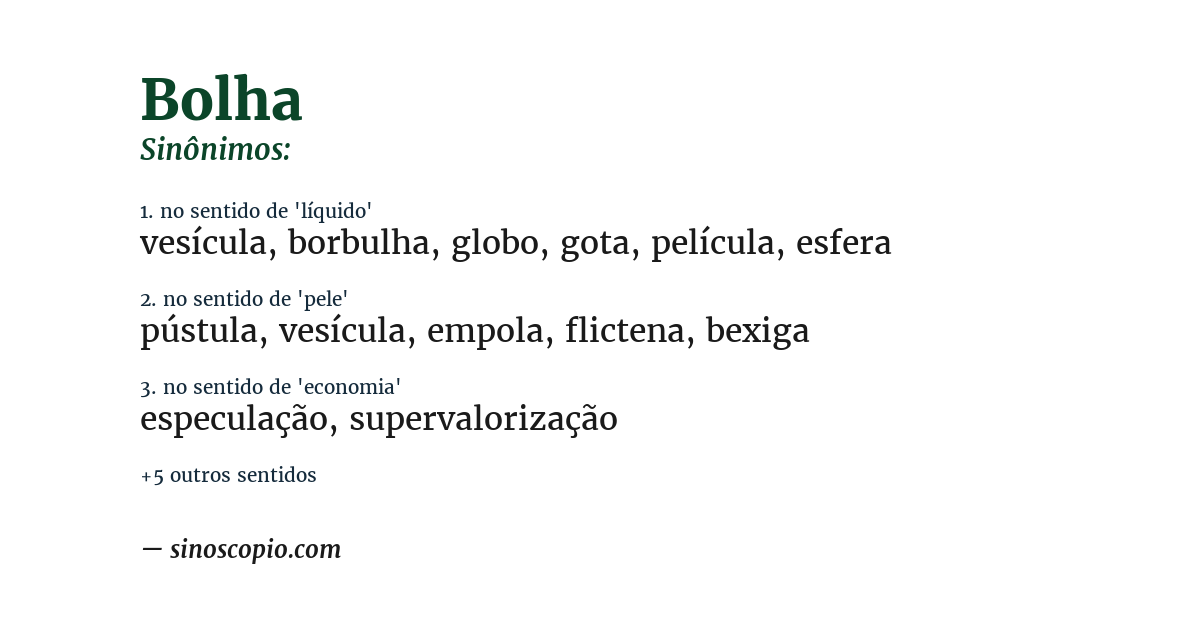 Sinônimo de bolha
