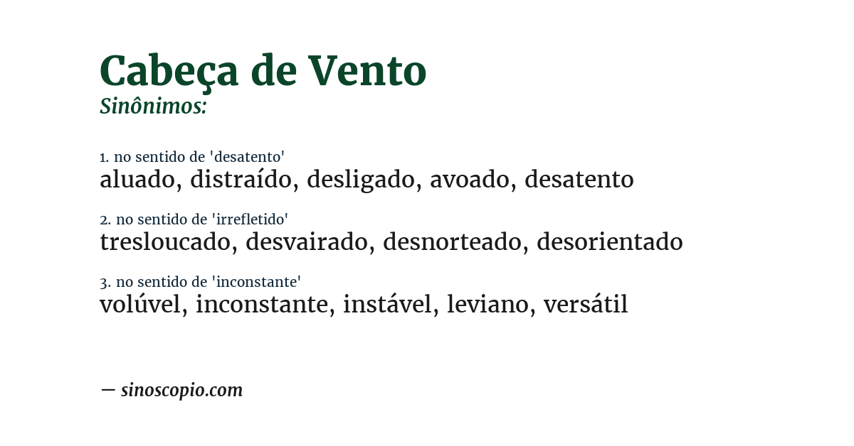 Sinônimo de cabeça de vento
