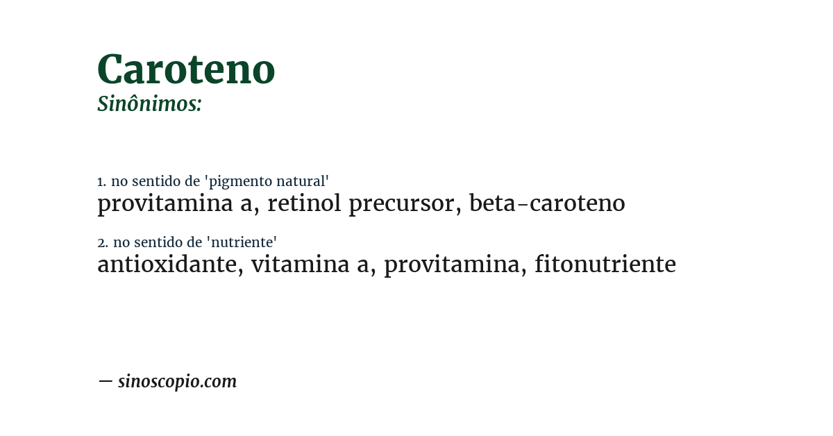Sinônimo de caroteno