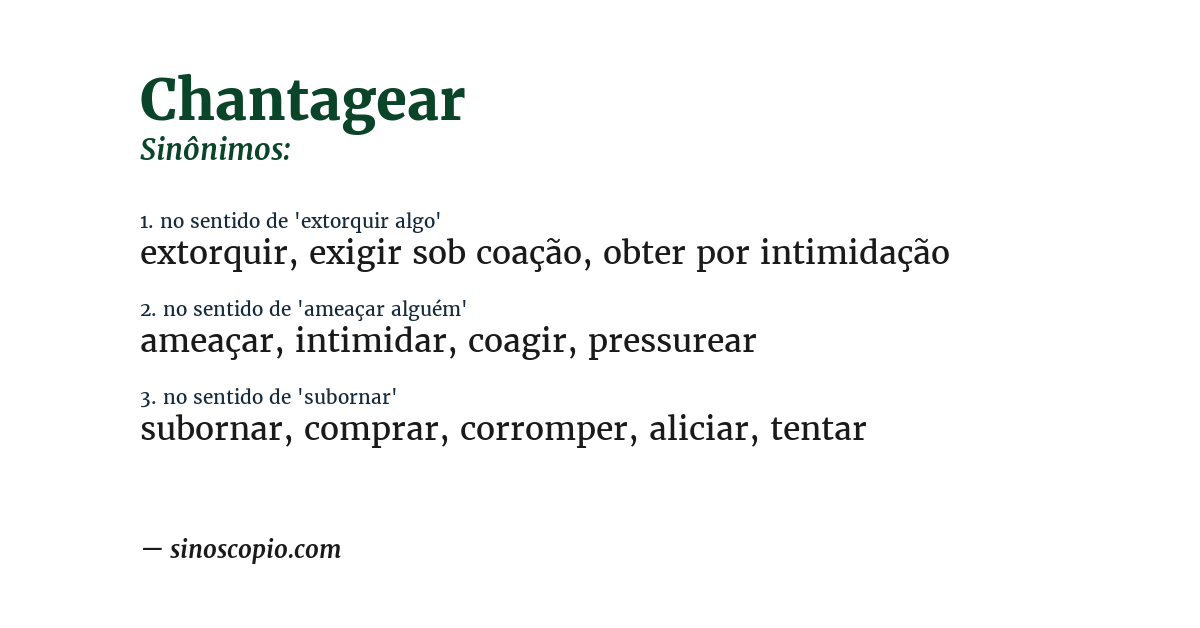 Sinônimo de chantagear