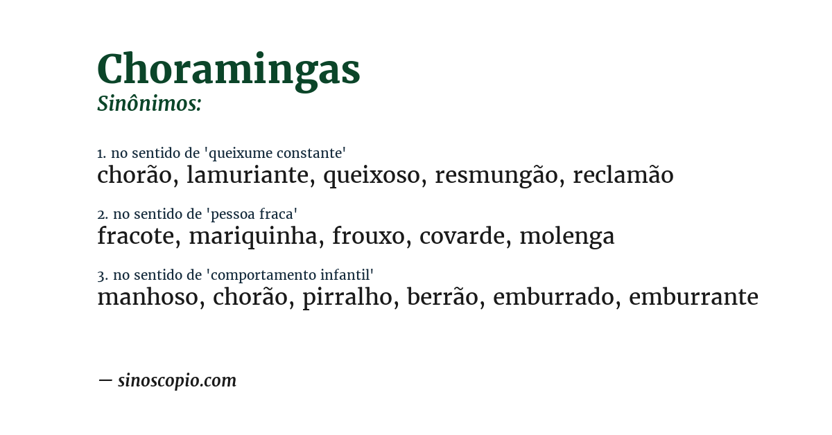 Sinônimo de choramingas