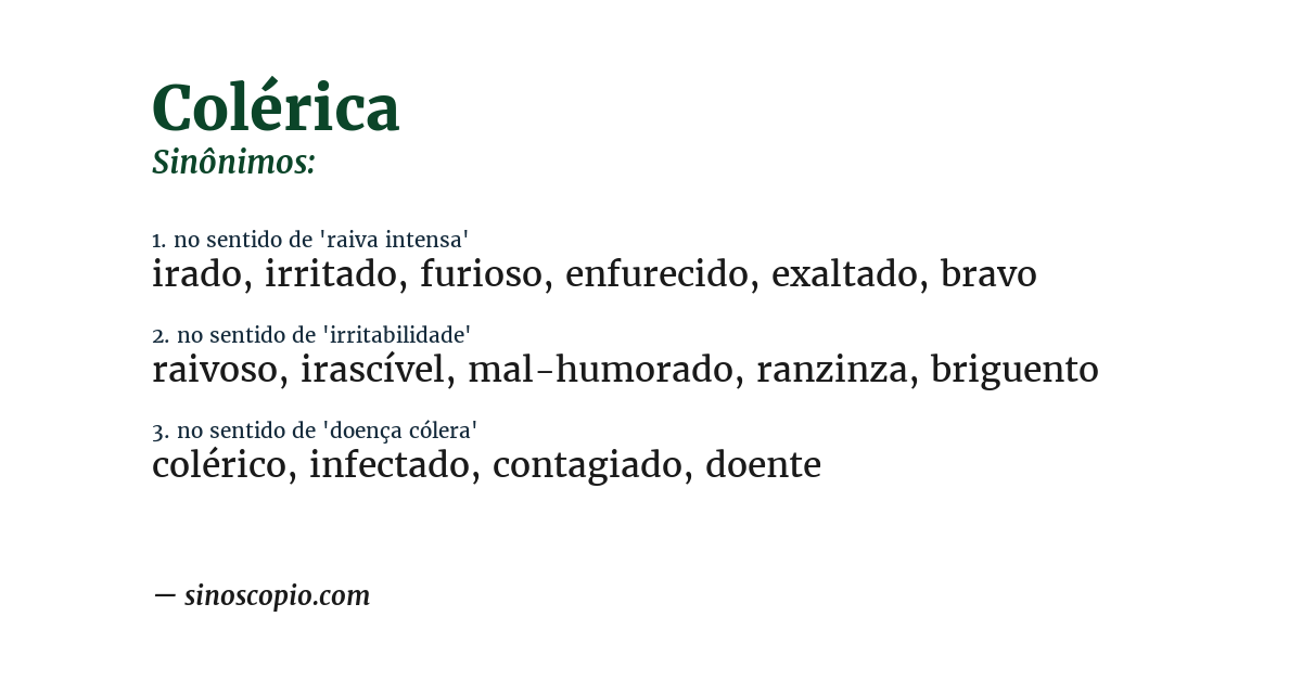 Sinônimo de colérica