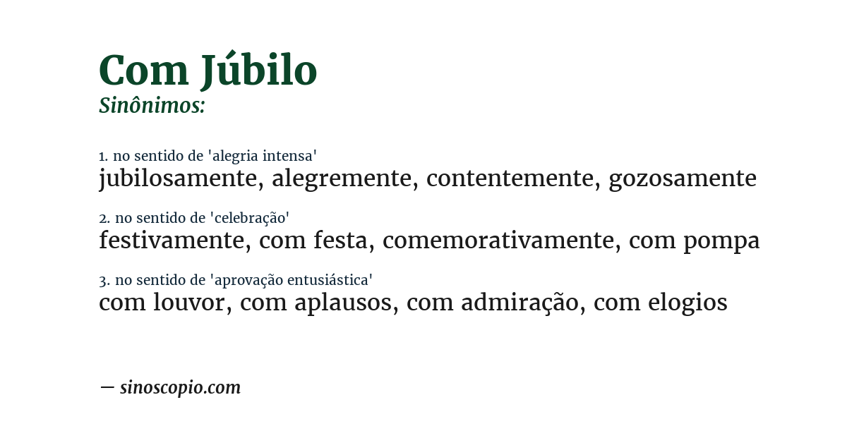 Sinônimo de com júbilo