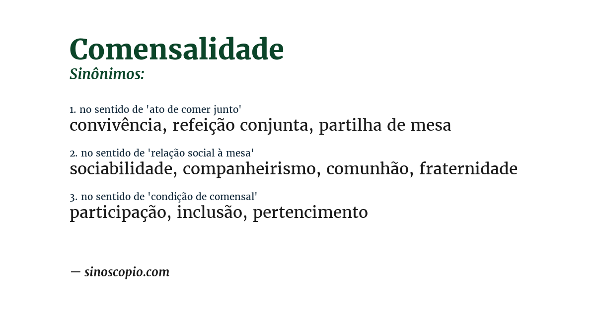 Sinônimo de comensalidade