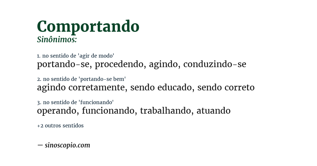 Sinônimo de comportando