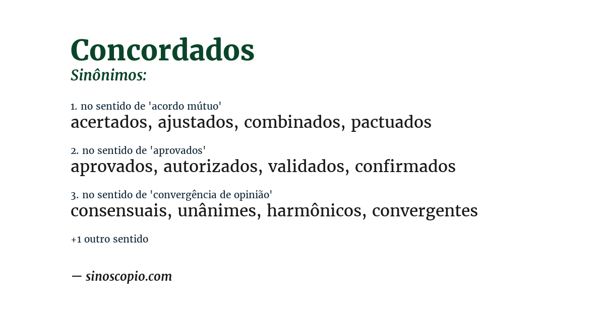 Sinônimo de concordados