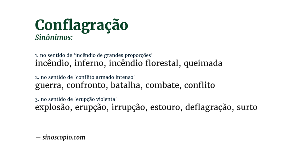 Sinônimo de conflagração