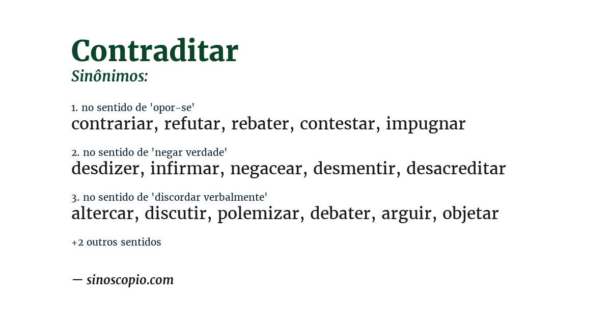Sinônimo de contraditar