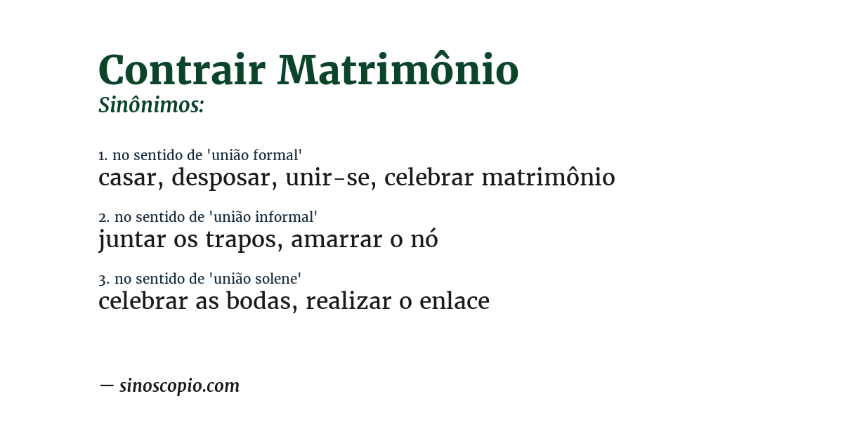 Sinônimo de contrair matrimônio