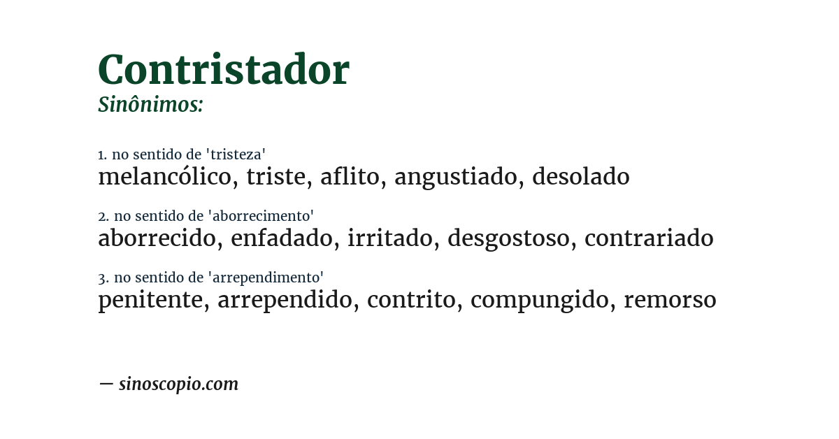Sinônimo de contristador