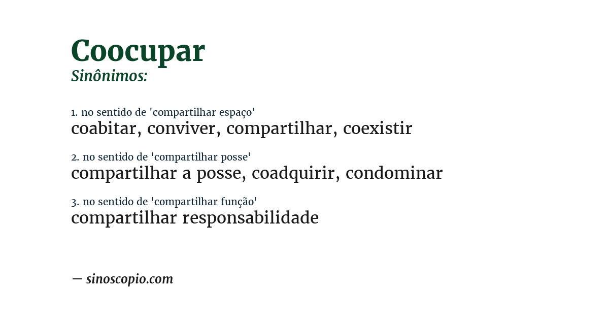 Sinônimo de coocupar