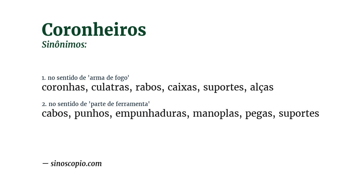 Sinônimo de coronheiros