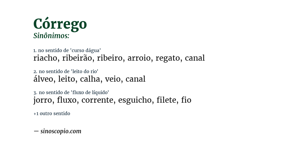 Sinônimo de córrego