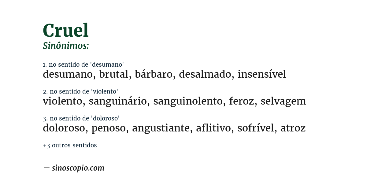 Sinônimo de cruel