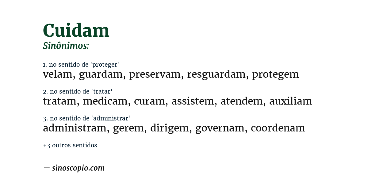 Sinônimo de cuidam