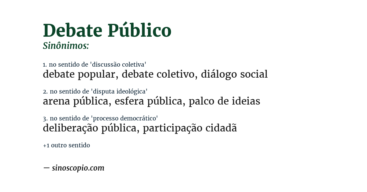 Sinônimo de debate público
