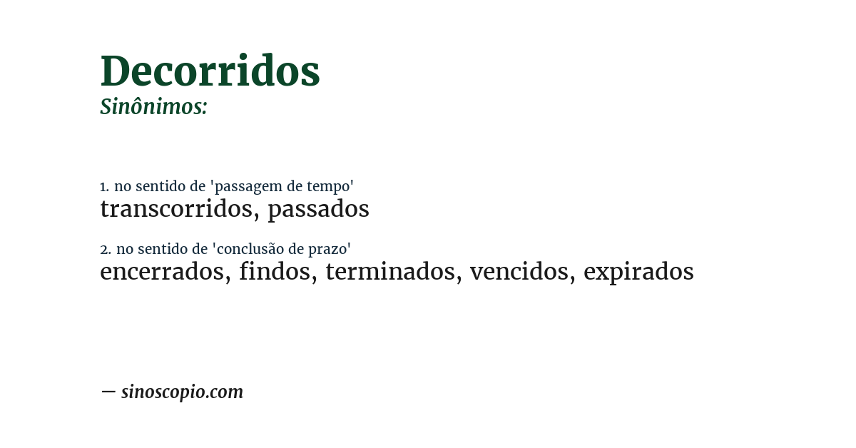 Sinônimo de decorridos